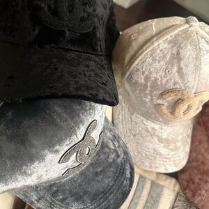 designer inspired Velvet Cap in Black, Cream, gray, or pink